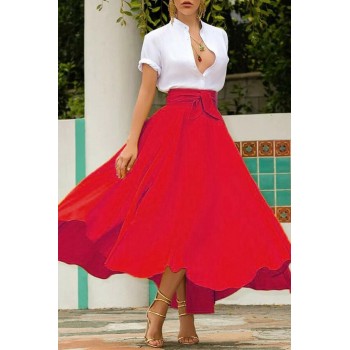 Boho Women's Vintage Pleated Long Maxi Skirt High Waist Evening Party A Line Skirt Stretch Full Length